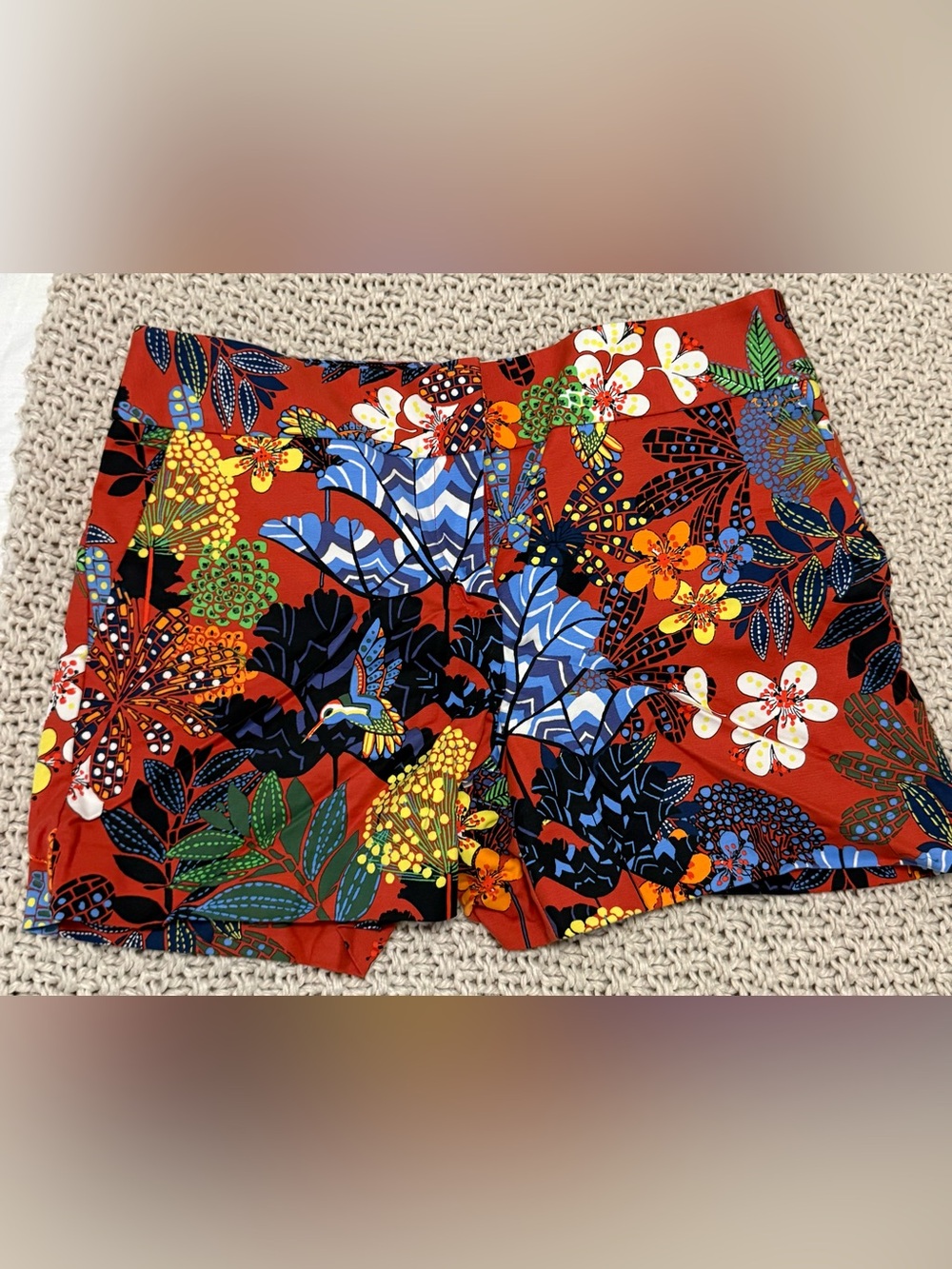 Loft Vibrant Tropical Floral Bird Shorts - Bold Multicolor Print- Size 4